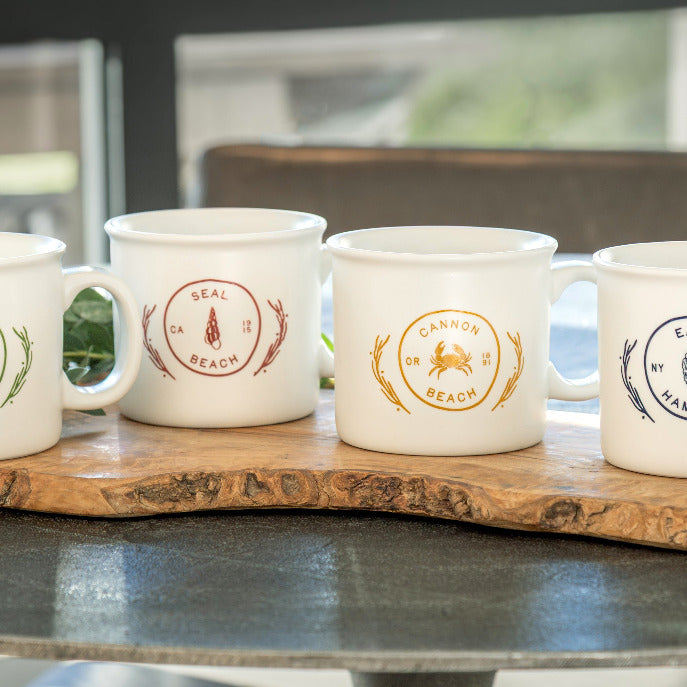 Custom Wholesale 14 Oz. Chunky Ceramic Mug Printed in COASTAL Design