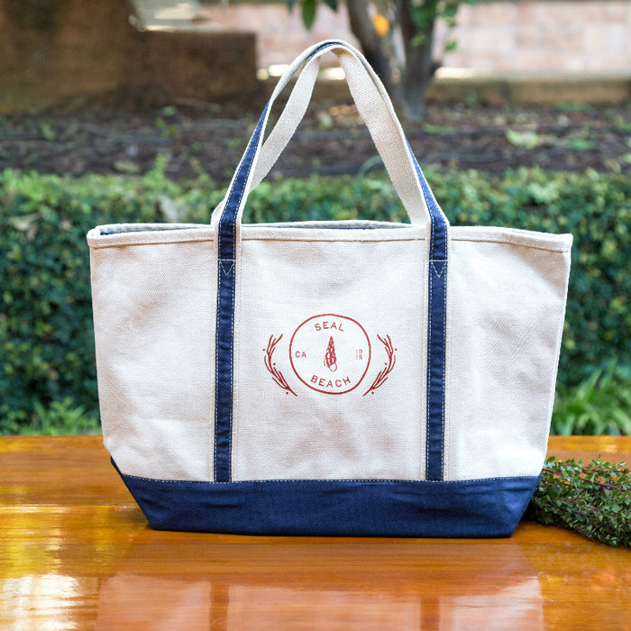 Custom Wholesale 24 Oz. Large Zippered Boat Tote COASTAL COLLECTION design