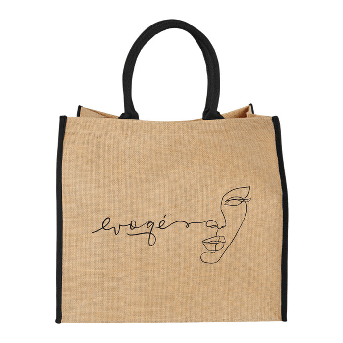Custom Wholesale Large Jute Shopper Tote Printed with your BRAND OR LOGO