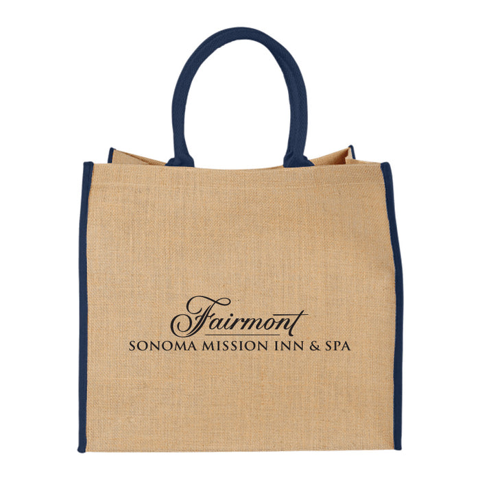 Custom Wholesale Large Jute Shopper Tote Printed with your BRAND OR LOGO
