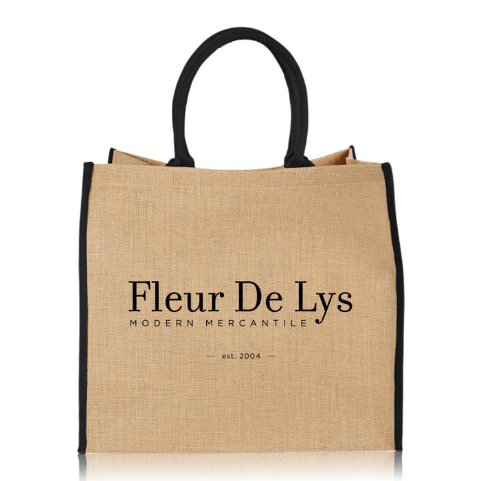 Custom Wholesale Large Jute Shopper Tote Printed with your BRAND OR LOGO