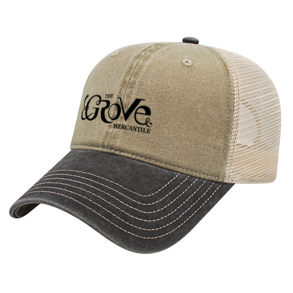 Custom BRAND / LOGO Cap America Pigment Dyed Trucker Cap with Woven Patch Marrowed Label