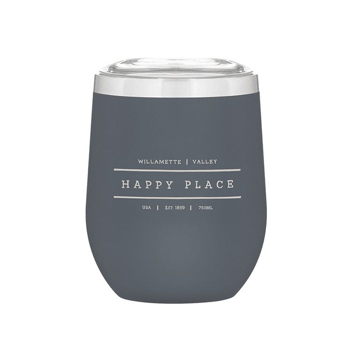 Stemless Stainless Steel Powder Coated Wine Cup Custom Happy Place - Mercantile 12