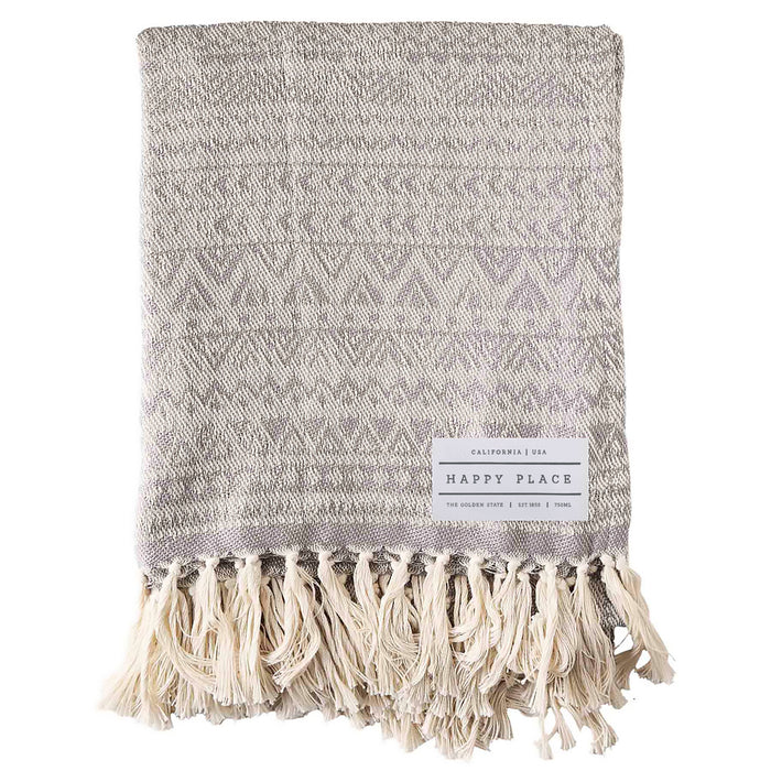 Custom Wholesale reGen rPET Woven Throw Blanket Printed with HAPPY PLACE COLLECTION