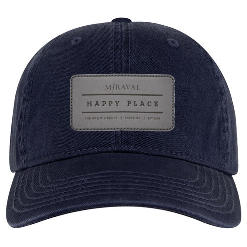 Custom HAPPY PLACE Otto Cap Garment Washed Cotton Dad Cap