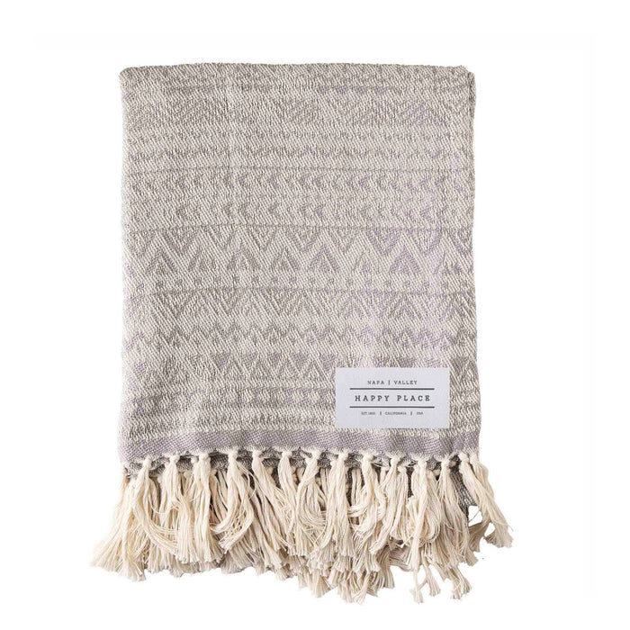 Custom Wholesale reGen rPET Woven Throw Blanket Printed with HAPPY PLACE COLLECTION