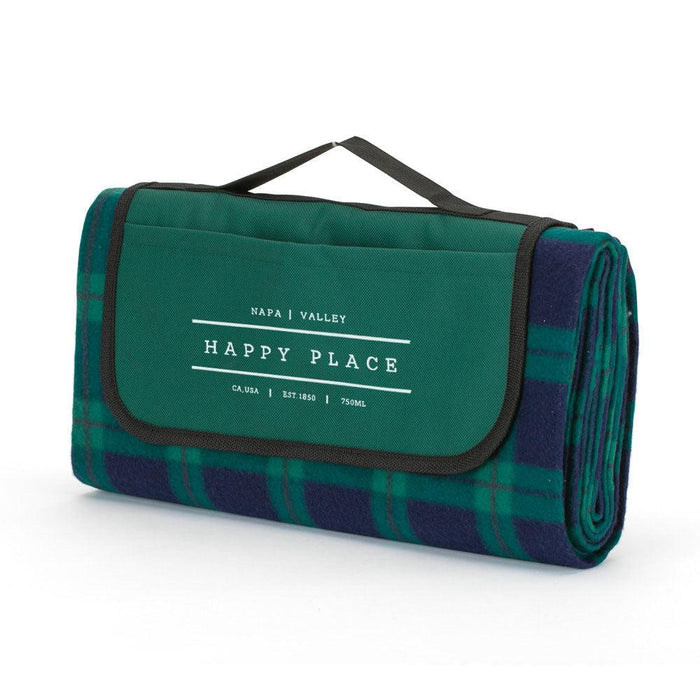 Plaid Picnic Blanket Printed with a Customizable HAPPY PLACE COLLECTION Design
