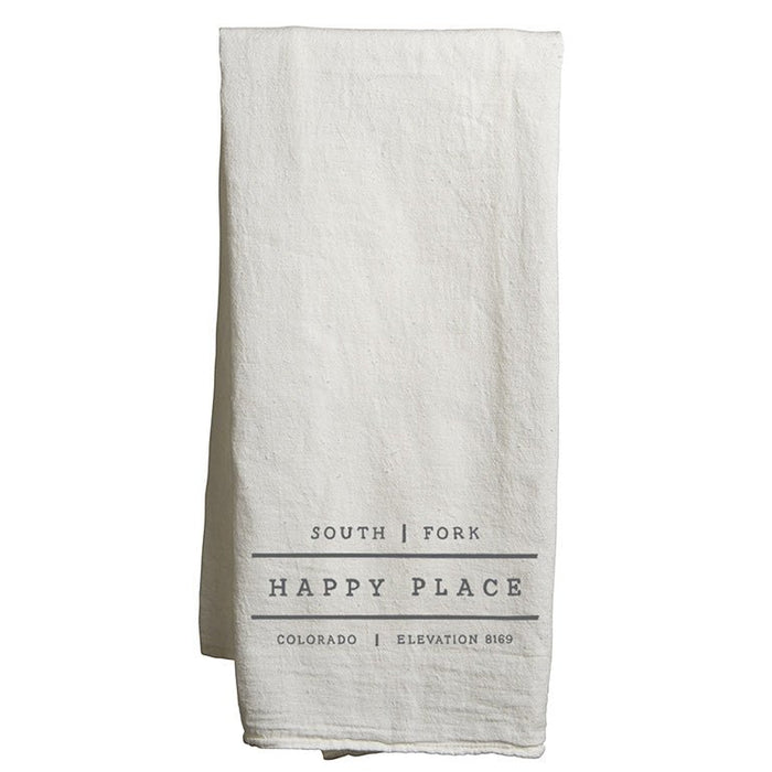Custom Wholesale  Flour Sack Tea Towel Printed in HAPPY PLACE COLLECTION Design