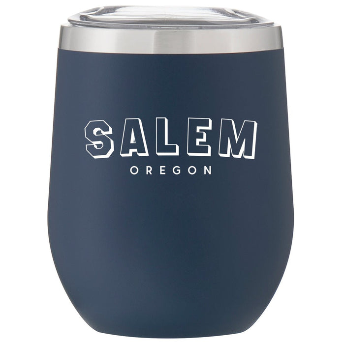 12 Oz. Stainless Insulated Stemless Wine Cup Printed with a Customizable BLOCK SPORT Design