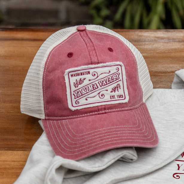Custom SLANT Cap America Unisex Pigment Dyed Trucker with Cap Woven Patch Merrowed Label