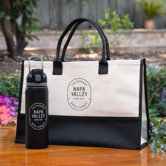 Custom Wholesale 20 Oz. Cabana Tote Black Handles