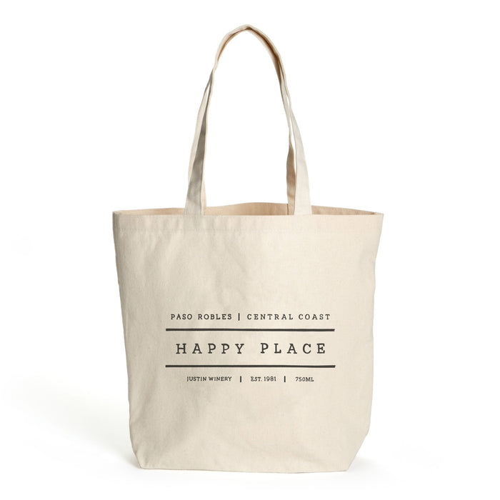 10 Oz. Natural Canvas Market Tote Printed with a Customizable HAPPY PLACE Design