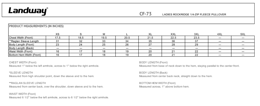 Landway Ladies 9 Oz. Rockridge Cotton Poly Quarter Zip
