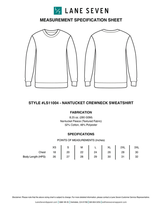Lane Seven Unisex 8.25 Oz. Nantucket Crewneck Sweatshirt