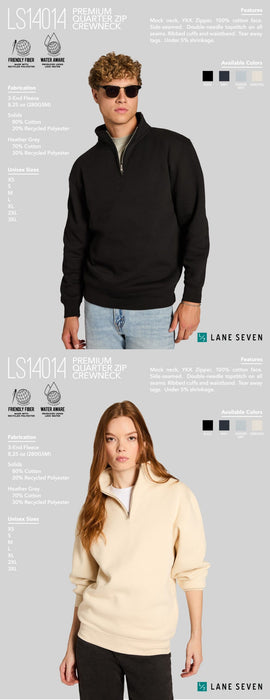 Custom Wholesale Lane Seven Unisex Premium Quarter Zip Embroidered in LUCKY COLLECTION design