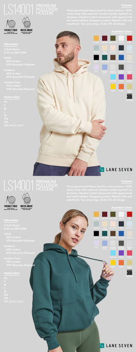 Lane Seven Unisex 8.25 Oz. Premium Pullover Poly Cotton Hoodie