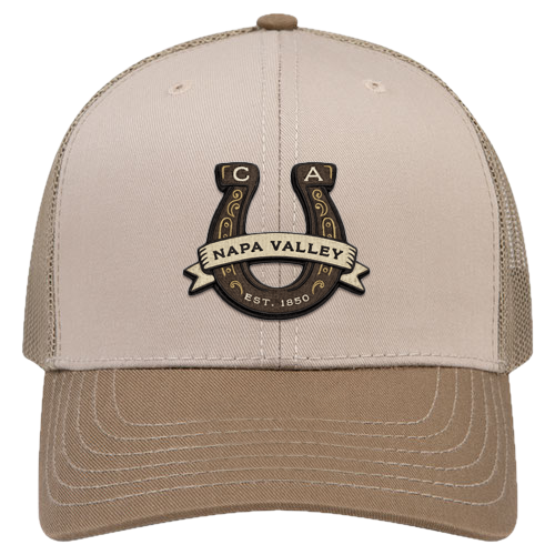 Custom LUCKY Cotton Blend Twill 6 Panel Mid Profile Mesh Back Trucker Cap