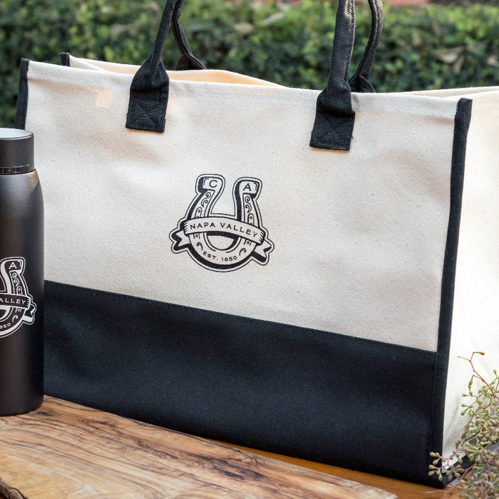 Cabana Tote Black Handles with a Customizable LUCKY COLLECTION Design