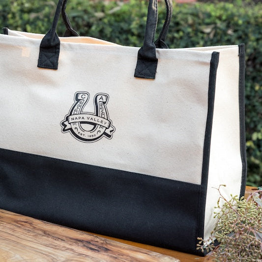 Custom Wholesale 20 Oz. Cabana Tote Black Handles Printed in LUCKY COLLECTION Design