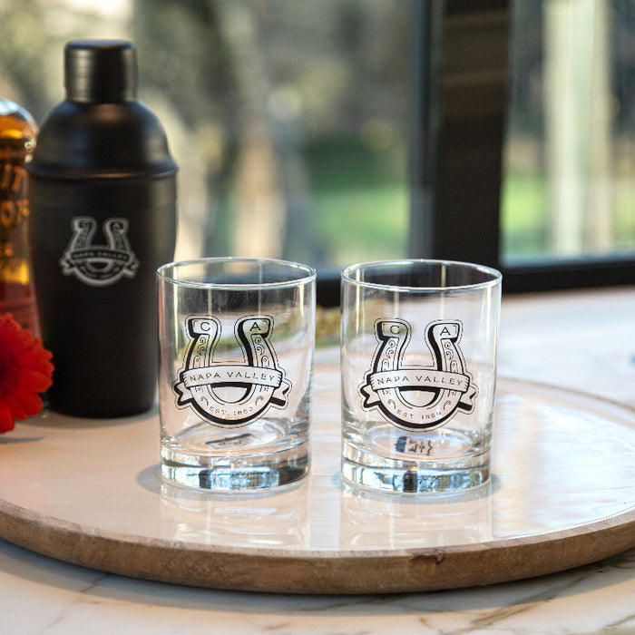 Custom Wholesale 13.5 Oz. Clear Old Fashioned Glass Printed in LUCKY COLLECTION Design