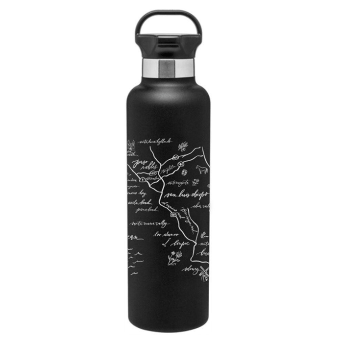 24 Oz. Gear Stainless Insulated Water Bottle Printed with a Customizable CALLIGRAPHY MAP Design