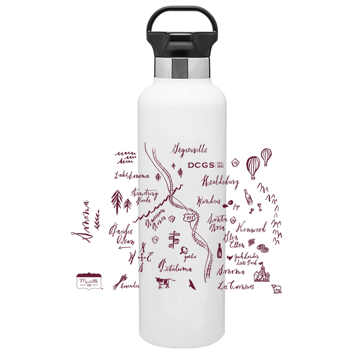 24 Oz. Gear Stainless Insulated Water Bottle Printed with a Customizable CALLIGRAPHY MAP Design