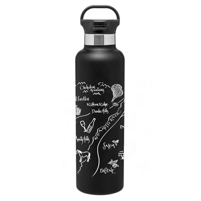 24 Oz. Gear Stainless Insulated Water Bottle Printed with a Customizable CALLIGRAPHY MAP Design