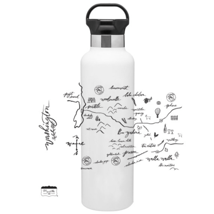 24 Oz. Gear Stainless Insulated Water Bottle Printed with a Customizable CALLIGRAPHY MAP Design