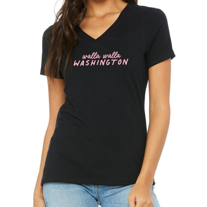 Bella + Canvas Ladies 4.2 Oz. Relaxed Hthr CVC Jersey V-Neck Poly Cotton T-Shirt  Printed with a Customizable MIX COLLECTION Design