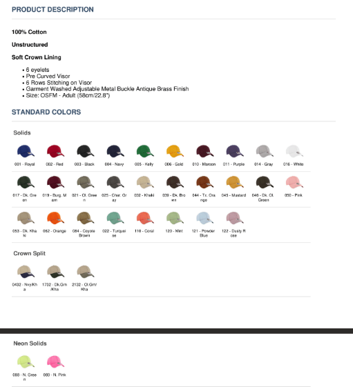 OTTO CAP Cotton Twill Garment Washed Superior Dad Cap