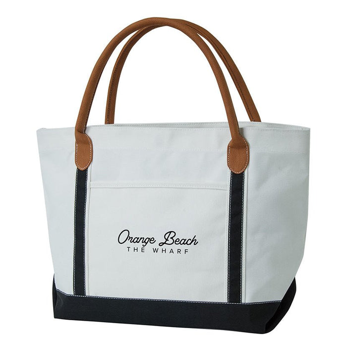 Custom Wholesale 18 Oz. Canvas Boat Tote With Vegan Leather Handles