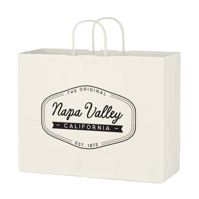 Custom Wholesale Vouge Size Kraft Paper White Shopping Bag