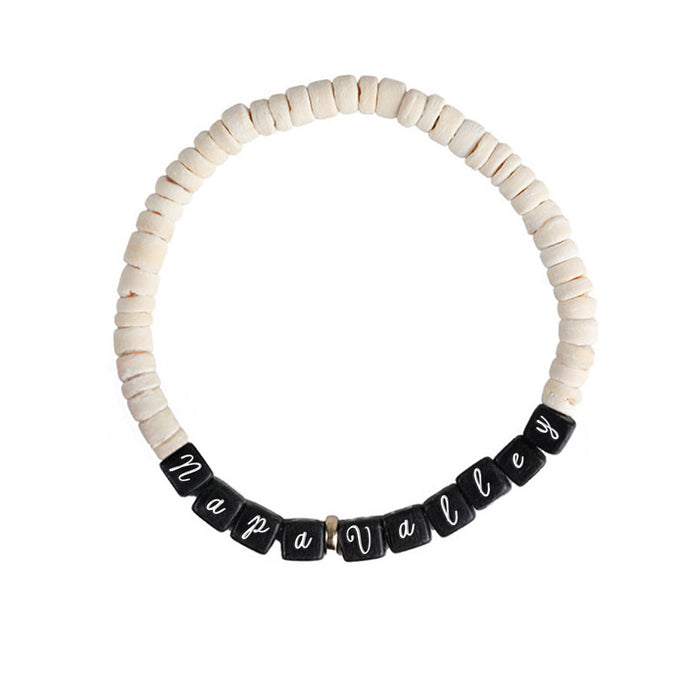 Custom BRAND / LOGO Coconut Shell Wood Friendship Bracelet