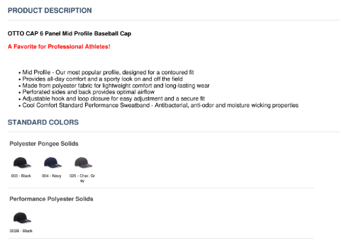 OTTO CAP Polyester Pongee Perforated 6 Panel Mid Profile Baseball Cap Printed with a Customizable ORIGINAL COLLECTION Design