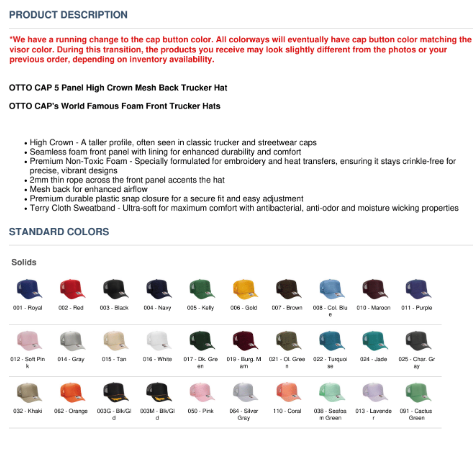 OTTO CAP Polyester Foam Front 5 Panel High Crown Mesh Back Trucker Cap