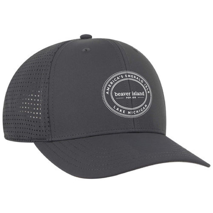 Otto Cap Pongee 6 Panel Mid Profile Baseball Cap Printed with a Customizable OVAL COLLECTION Design