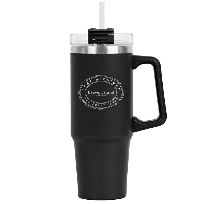 30 Oz. Little Boom Stainless Insulated Mug Printed with a Customizable OVAL COLLECTION Design