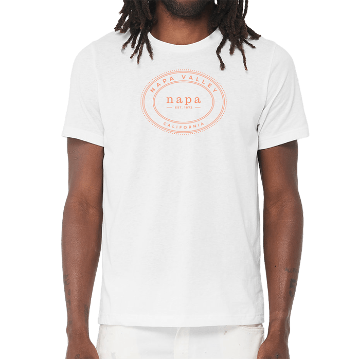 Bella + Canvas Unisex 4.2 Oz. CVC Jersey Tee Printed with a Customizable OVAL COLLECTION Design