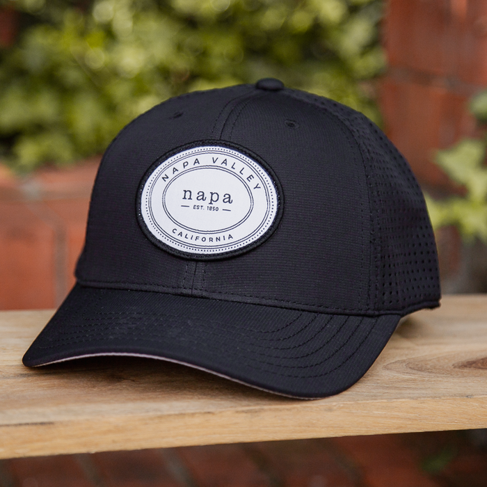 Custom OVAL OTTO CAP Polyester Pongee Perforated 6 Panel Mid Profile Baseball Cap