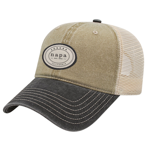 Custom OVAL Cap America Pigment Dyed Trucker Cap