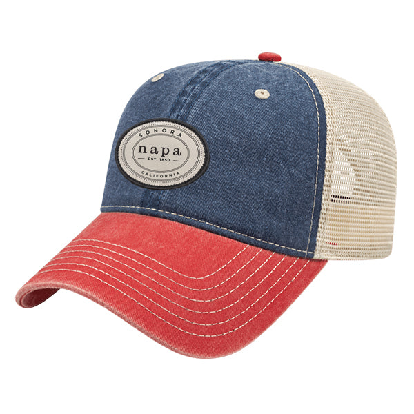Custom OVAL Cap America Pigment Dyed Trucker Cap