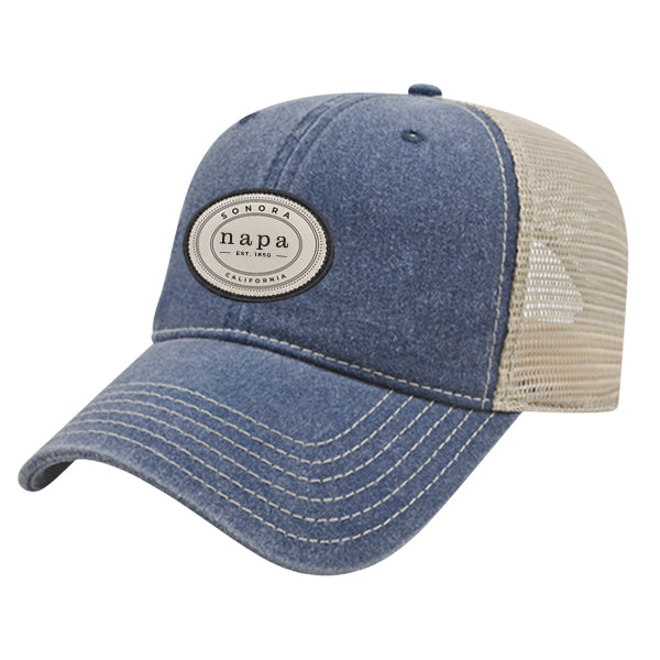 Custom OVAL Cap America Pigment Dyed Trucker Cap