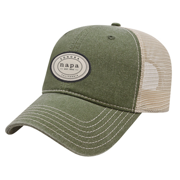 Custom OVAL Cap America Pigment Dyed Trucker Cap