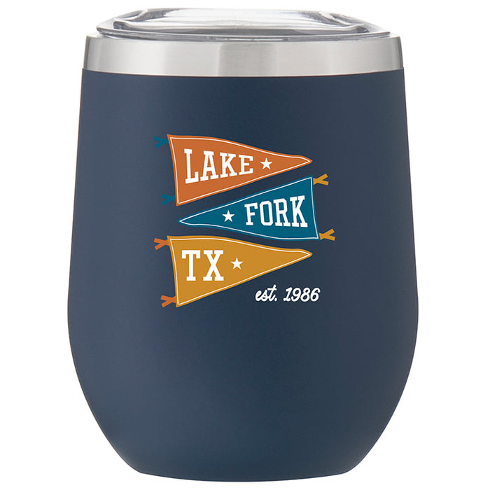 Custom Wholesale 12 Oz. Stainless Insulated Stemless Wine Cup Printed in PENNANT COLLECTION Design