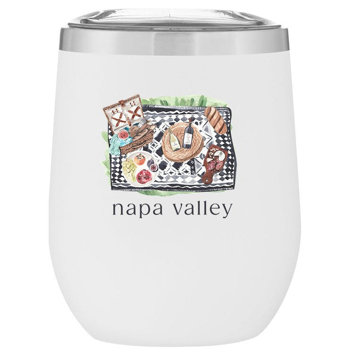 12 Oz. Stainless Insulated Stemless Wine Cups Printed with a PICNIC COLLECTION Design