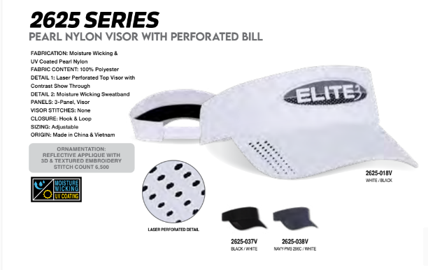 Custom Wholesale Quake City Pearl Nylon Perforated 3 Panel Bill Visor