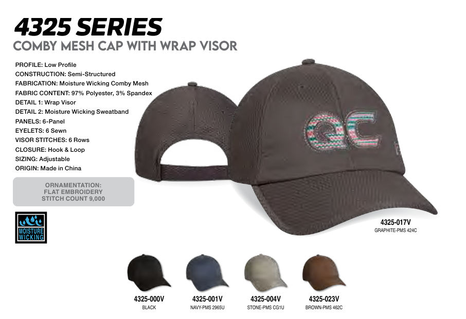 Custom Wholesale Quake City Comby Mesh 5 Panel Fashion Cap with Wrap Visor