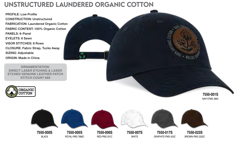 Custom Wholesale Quake City Organic Washed Cotton 6 Panel Baseball Cap with Fabric Strap and Slider Closure Printed with a Customizable ATHLETIC COLLECTION Design