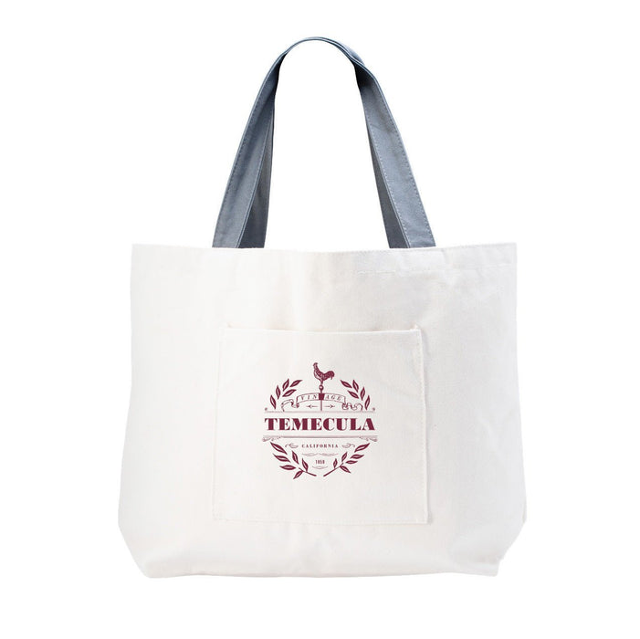 Custom Wholesale 18 Oz. Heavyweight Canvas Tote Lined Grey Stripe with Front Pocket