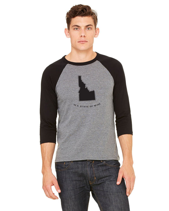 Bella + Canvas Unisex 3.6 Oz. Three-Quarter Sleeve Baseball Tee Printed with a Customizable STATE COLLECTION Design